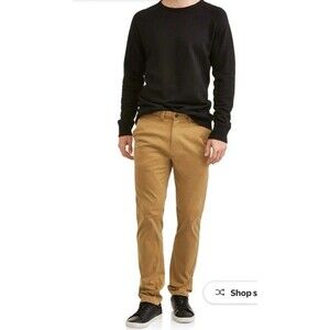 George Slim Fit Chino Pants Men's 28/30 Brown Tan Casual Stretch Flat Front
